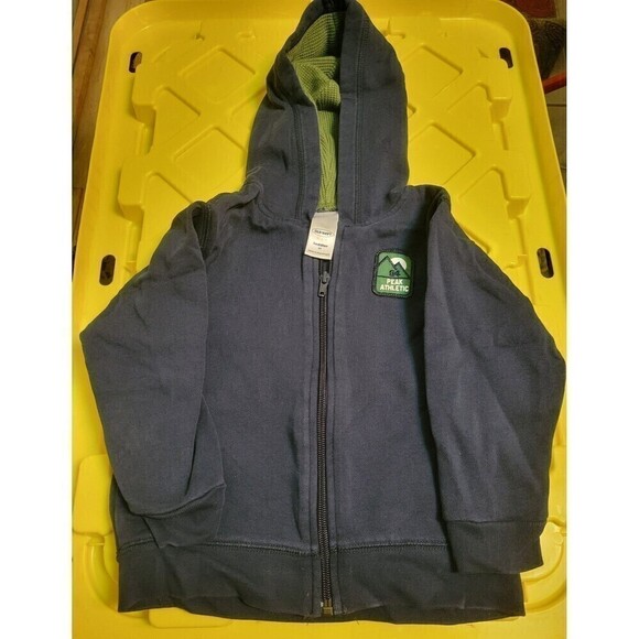 Old Navy Toddler Full-Zip Hoodie Navy Blue Peak Athletic Patch Green - Picture 3 of 3